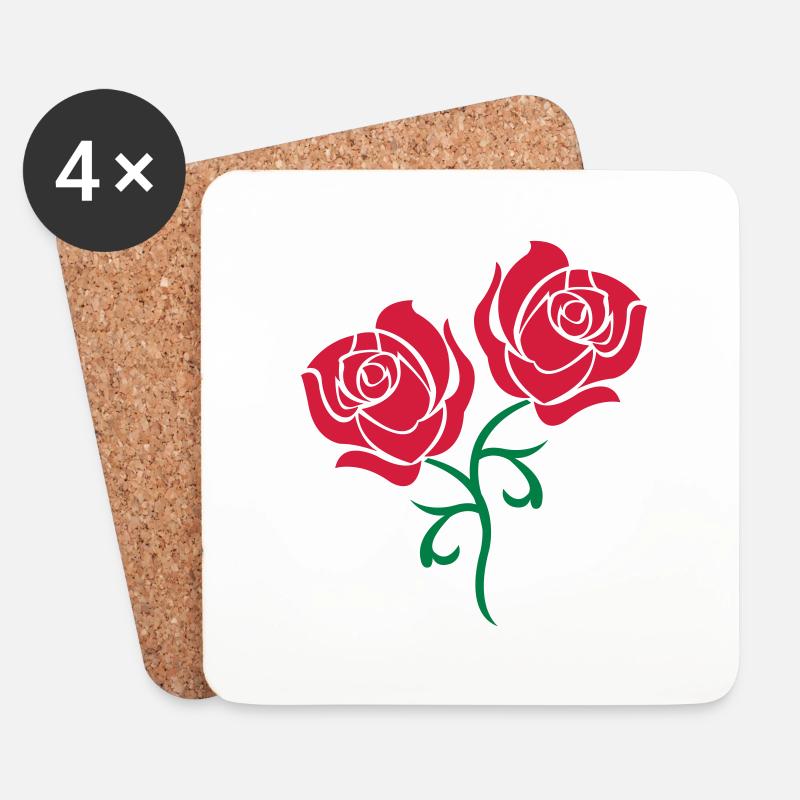 roses - Untersetzer (4er-Set) - Weiß