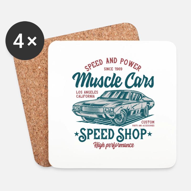 Muscle Car Limitierte Auflage - Untersetzer (4er-Set) - Weiß