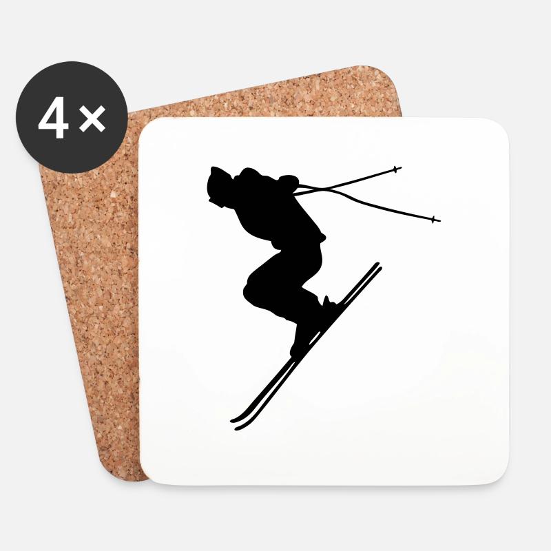 ski - Untersetzer (4er-Set) - Weiß