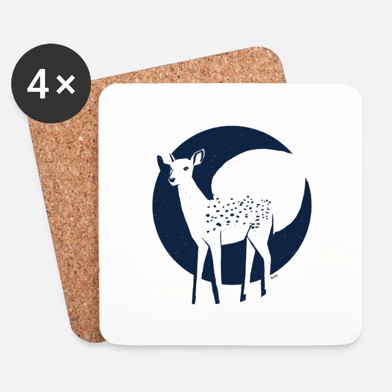 BuJa deer2 - Untersetzer (4er-Set) - Weiß