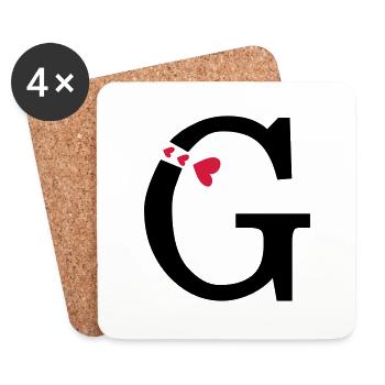 Capital letter G with hearts - Coasters (set of 4) - white - Front