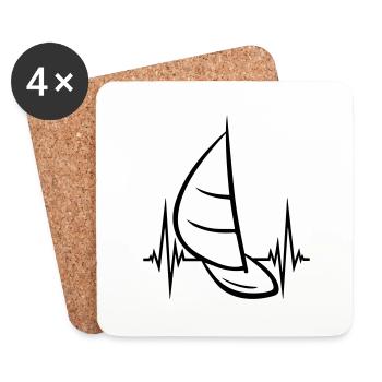 heartbeat pulse frequency sea waves boat sailing s - Coasters (set of 4) - white - Front