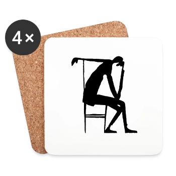 Franz Kafka - The Thinker - Coasters (set of 4) - white - Front