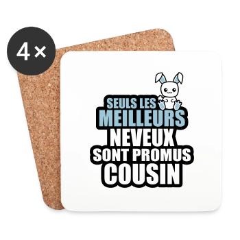 les meilleurs neveux sont promus cousin - Dessous de verre (lot de 4) - blanc - Devant