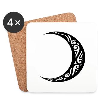tatouage lune tribal tattoo - Dessous de verre (lot de 4) - blanc - Devant