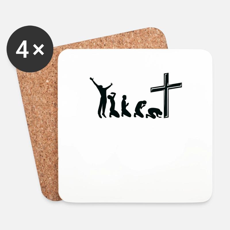 Lustig Jesus Evolution Religion Christen Geschenk - Untersetzer (4er-Set) - Weiß