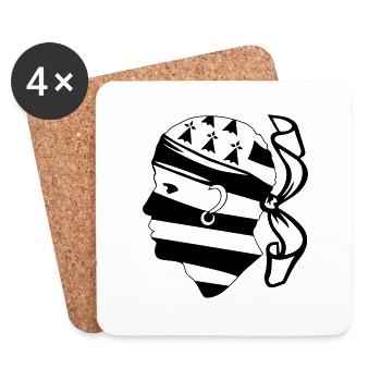 tête de maure breton - Dessous de verre (lot de 4) - blanc - Devant