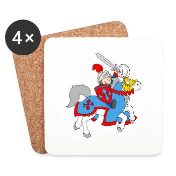 Boy Knight on a Horse - Untersetzer (4er-Set) - Weiß - Vorne