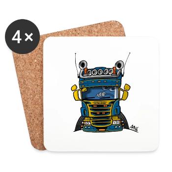 0323 S truck low blue yellow - Coasters (set of 4) - white - Front