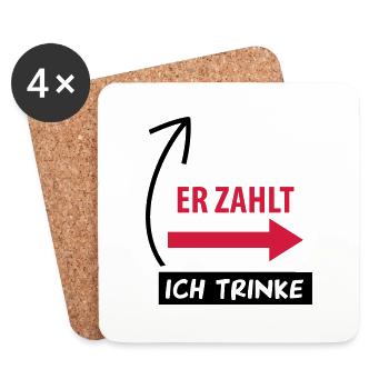 er_zahlt_ich_trinke__1f2 - Untersetzer (4er-Set) - Weiß - Vorne