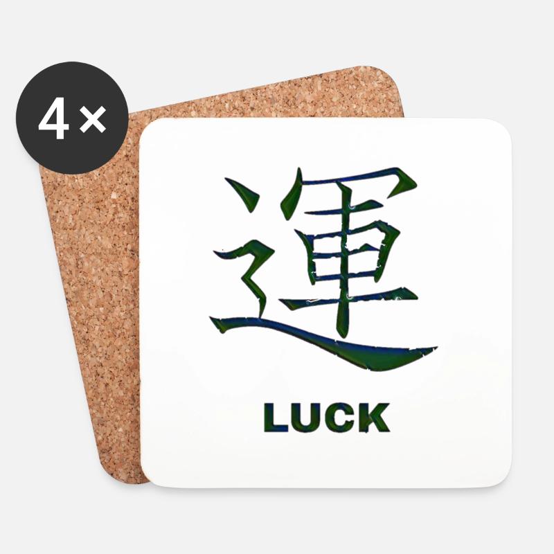 Glück Chinesisches Schriftzeichen - Untersetzer (4er-Set) - Weiß