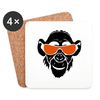 gorilla monkey head bezel - Coasters (set of 4) - white - Front