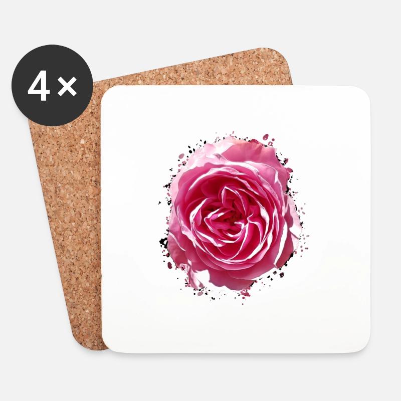 Blume / Blüte / Rose - Untersetzer (4er-Set) - Weiß