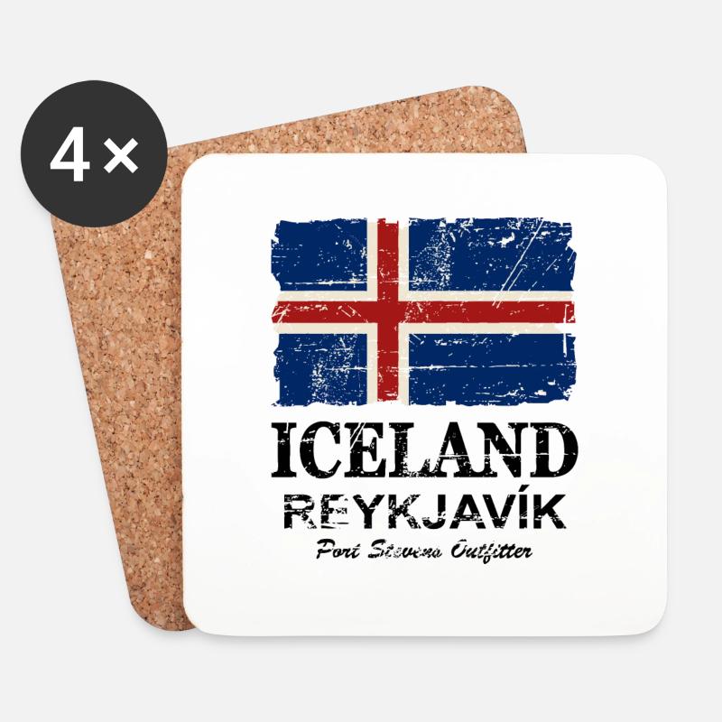 Iceland Vintage Flag - Untersetzer (4er-Set) - Weiß