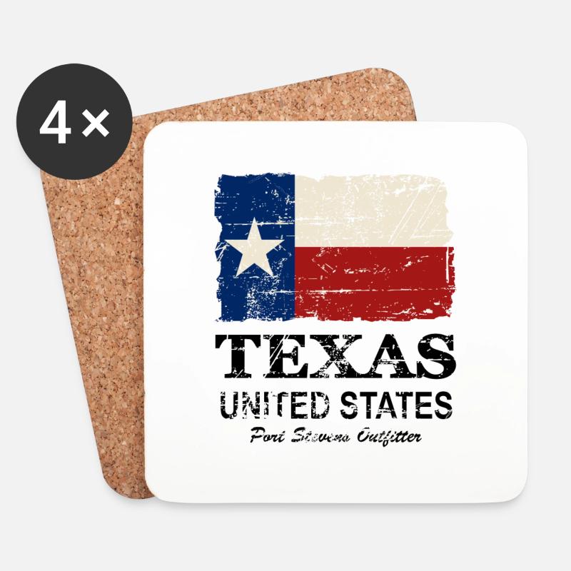 Texas Flag - Vintage Look - Untersetzer (4er-Set) - Weiß