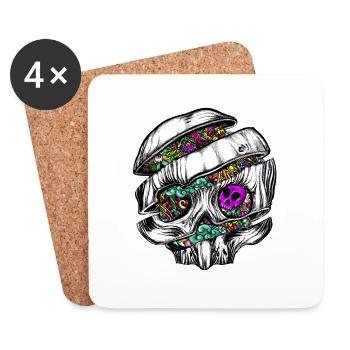 Sliced Skull with doodles - Coasters (set of 4) - white - Front