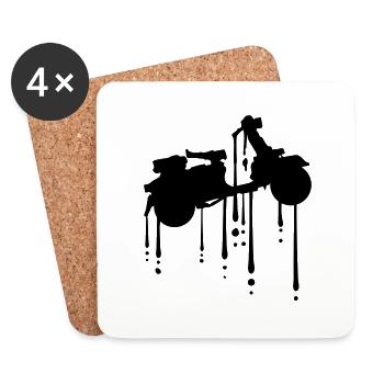 gouttes graffiti clip art conduite fue scooter électrique - Dessous de verre (lot de 4) - blanc - Devant