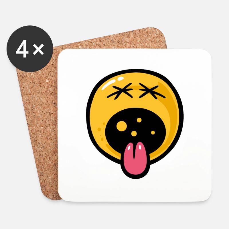 Smiley distaste - Untersetzer (4er-Set) - Weiß
