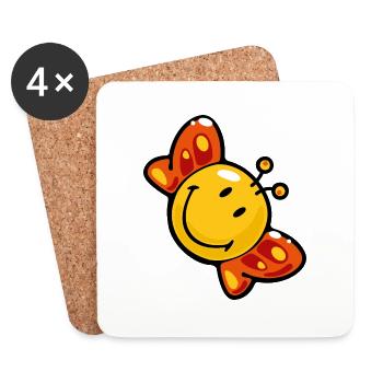 Smiley Butterfly - Coasters (set of 4) - white - Front