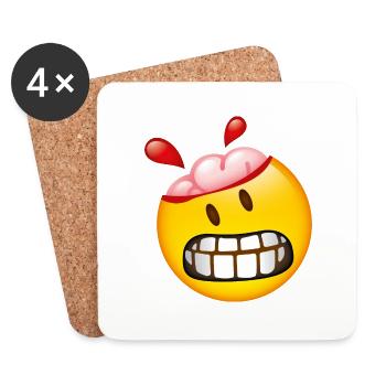 Smiley Brain - Dessous de verre (lot de 4) - blanc - Devant