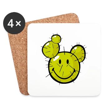 Smiley Cactus - Untersetzer (4er-Set) - Weiß - Vorne
