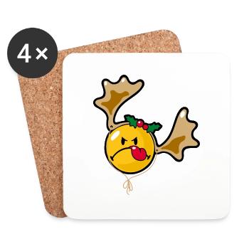 Smiley Christmas Bad Mood - Coasters (set of 4) - white - Front