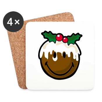 Smiley Christmas Cookie - Coasters (set of 4) - white - Front