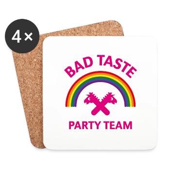 Bad Taste Party Team (Einhorn / Regenbogen) - Untersetzer (4er-Set) - Weiß - Vorne