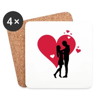 Liebe - Paar Herz - Untersetzer (4er-Set) - Weiß - Vorne