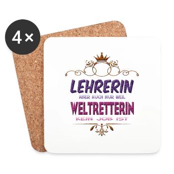 Lehrerin Weltretterin - Untersetzer (4er-Set) - Weiß - Vorne