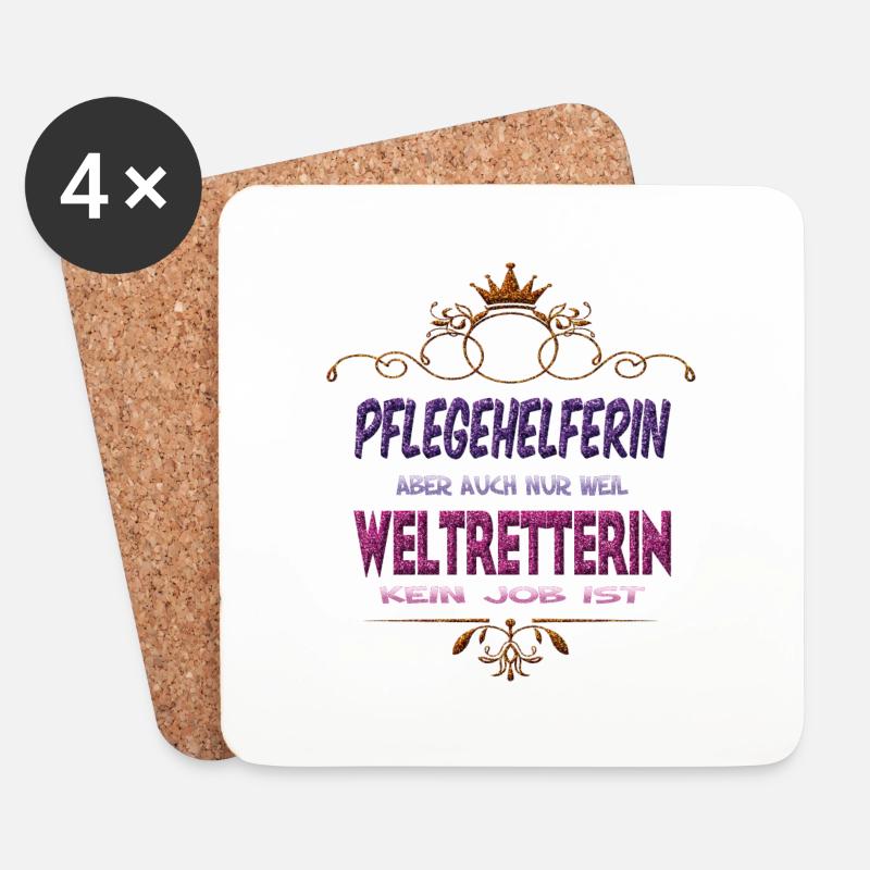 Pflegehelferin Weltretterin - Untersetzer (4er-Set) - Weiß