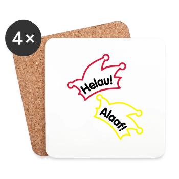 Narrenkappe / Helau / Alaaf - Untersetzer (4er-Set) - Weiß - Vorne