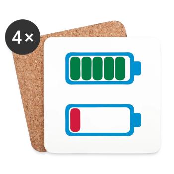 battery charge low battery empty fatigue - Coasters (set of 4) - white - Front