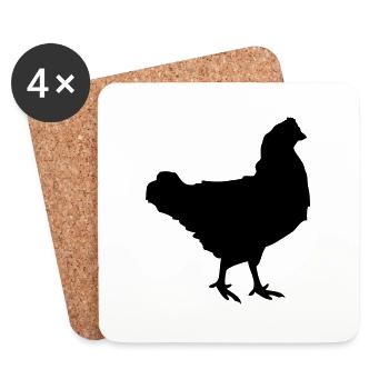 huhn silhouette design - Untersetzer (4er-Set) - Weiß - Vorne