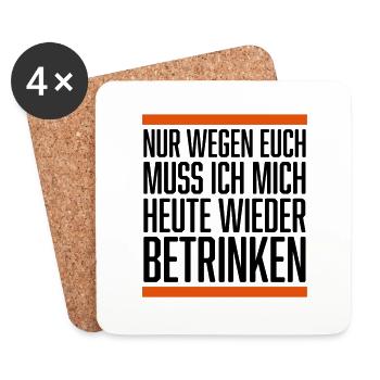 HEUTE WIEDER BETRINKEN - Untersetzer (4er-Set) - Weiß - Vorne