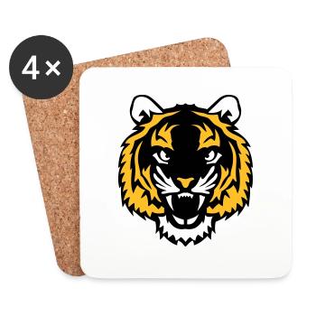 tigre animal sauvage 28012 - Dessous de verre (lot de 4) - blanc - Devant