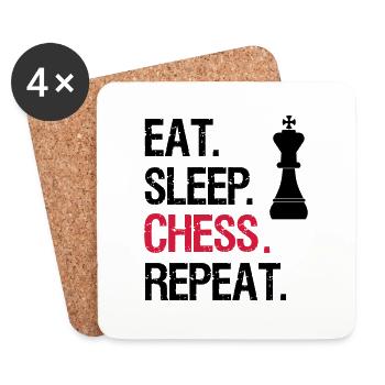 Eat Sleep Chess Repeat - King - Coasters (set of 4) - white - Front