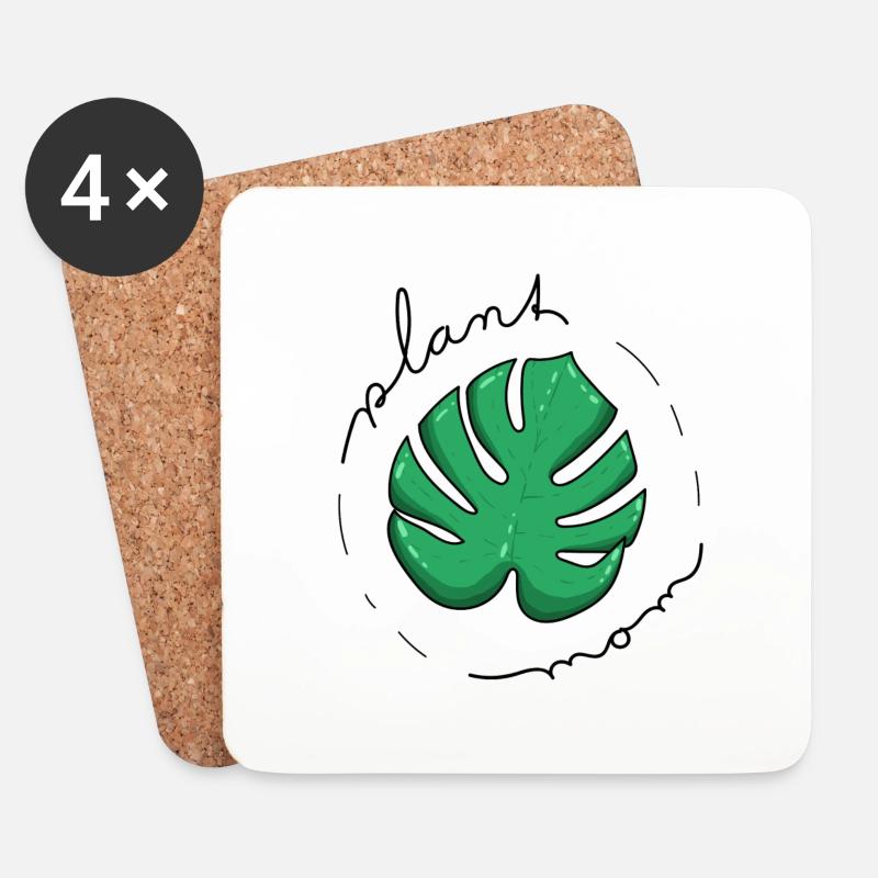 plantmom Blumenmutter Monstera Blatt - Untersetzer (4er-Set) - Weiß