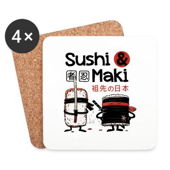 Sushi & Maki - Dessous de verre (lot de 4) - blanc - Devant