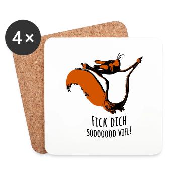 Fick dich soooo viel! Eichhörnchen - Untersetzer (4er-Set) - Weiß - Vorne