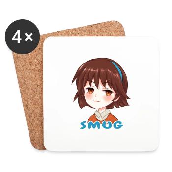 Smug Face Cute Anime Girl Geschenk für Otaku Fan - Untersetzer (4er-Set) - Weiß - Vorne
