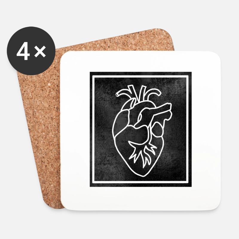 Herz Anatomie - Untersetzer (4er-Set) - Weiß