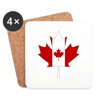Canada flag as maple leaf with black frame - Coasters (set of 4) - white - Front