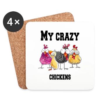 Mes poulets fous - Dessous de verre (lot de 4) - blanc - Devant