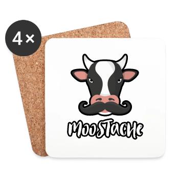 Moostache Cow - Cow with moustache - Coasters (set of 4) - white - Front