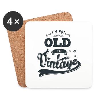 I'M NOT OLD I'M VINTAGE gift humor tshirt birth - Coasters (set of 4) - white - Front