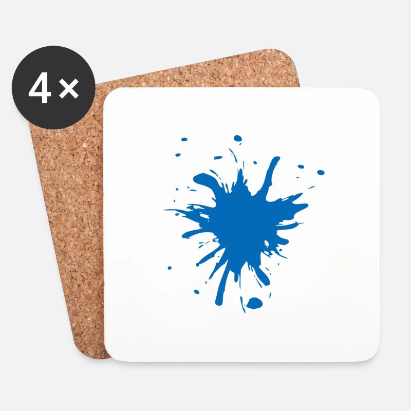 Farbspritzer blau - Untersetzer (4er-Set) - Weiß