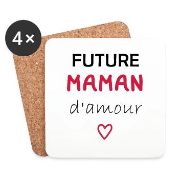future maman d'amour - Dessous de verre (lot de 4) - blanc - Devant