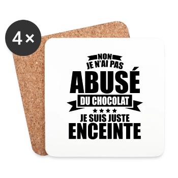 non je n ai pas abusé du chocolat je suis enceinte - Dessous de verre (lot de 4) - blanc - Devant