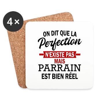 on dit que la perfection n'existe pas mais parrain - Dessous de verre (lot de 4) - blanc - Devant